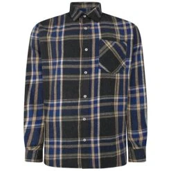 Bigdude Long Sleeve Check Flannel Shirt Royal Blue Tall