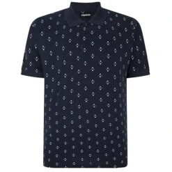 Bigdude Geometric Print Polo Shirt Navy