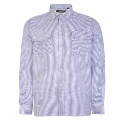 Bigdude Long Sleeve Shirt With Chest Pockets Navy/White