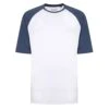Bigdude Contrast Raglan Sleeve T-Shirt White/Denim Marl Tall