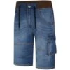 Bigdude Jersey Waistband Denim Shorts Light Wash