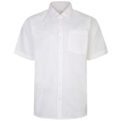 Bigdude Short Sleeve Linen Woven Shirt White