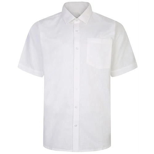 Bigdude Short Sleeve Linen Woven Shirt White