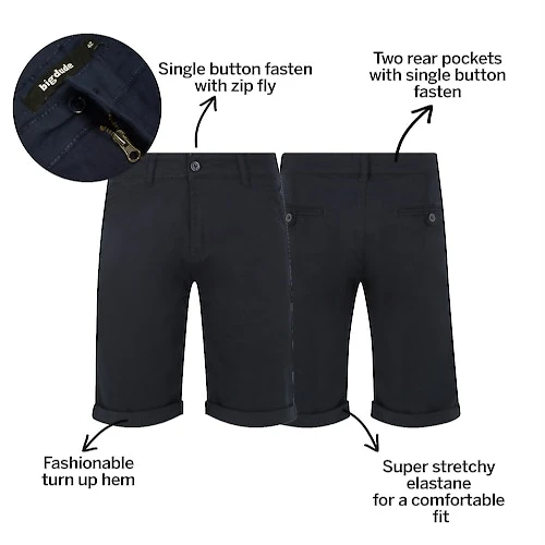 Bigdude Stretch Chino Shorts Navy - Image 3