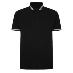 Bigdude Jacquard Contrast Pique Polo Shirt Black