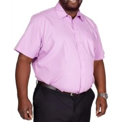 Bigdude Classic Short Sleeve Poplin Shirt Violet Tall