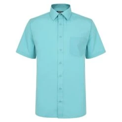 Bigdude Classic Short Sleeve Poplin Shirt Green Tall